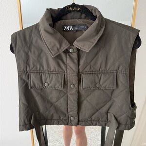 Zara Quilted Vest in Olive Green